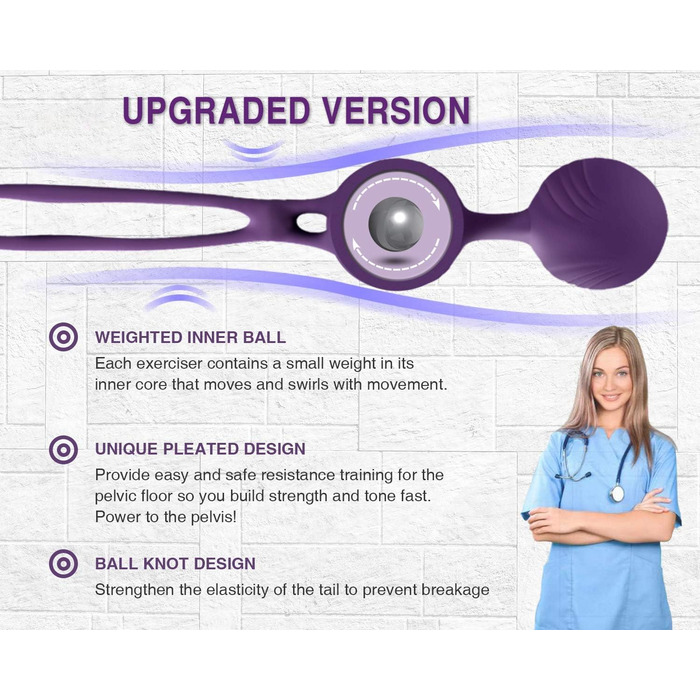 Вагінальні кульки Love Balls - Силіконові та металеві тренування м&39язів тазового дна для зміцнення вагінальних м&39язів - 3 м&39ячі Ben Wa Balls для вправ тазового дна для жінок (фіолетові)