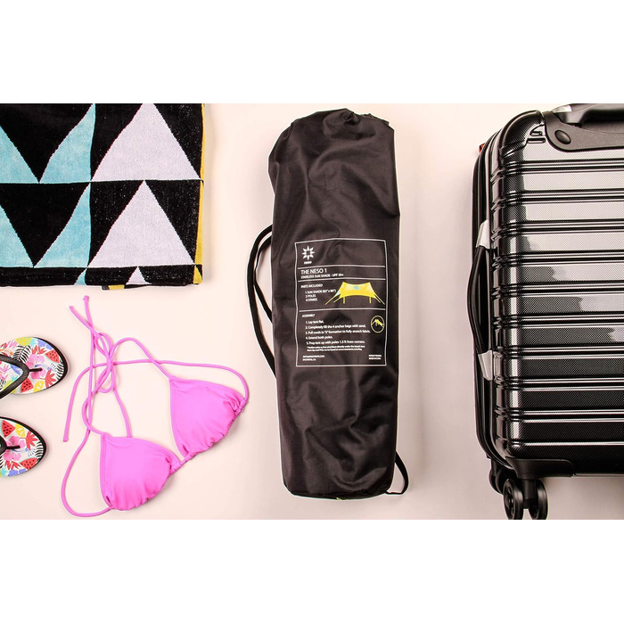 Пляжний намет Neso з піщаним якорем, портативний сонцезахисний навіс, 2,1 x 2,1 м, запатентовані посилені кути (кольори веселки)