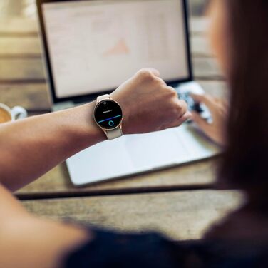 Розумний годинник Hama 8900 з GPS, водонепроникний IP68, функція телефону (сенсорний AMOLED-дисплей, голосове керування, спортивні режими, трекер сну, пульсометр, WhatsApp, годинник для бігу, пульсометр, фітнес-годинник) золотого кольору