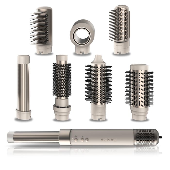 Термощітка Cecotec CeramicCare AirGlisse Champagne, 1400 Вт, 8 насадок, колір Champagne