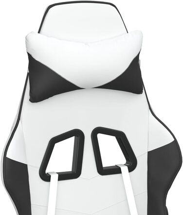 Ігрове крісло INLIFE Біло-чорне зі штучної шкіри, Меблі, Крісла, Ігрові крісла, Чорне, 16,1 кг, 3143651