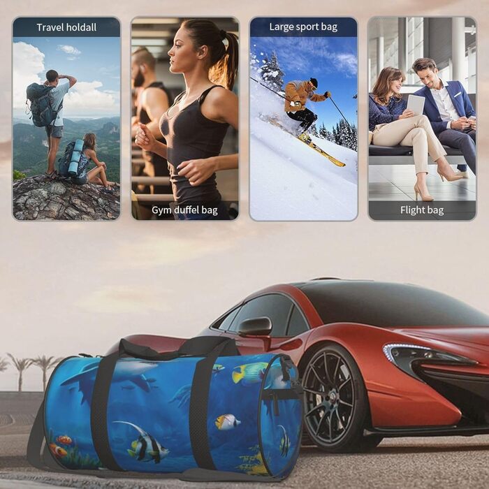 Спортивна сумка-мішок для подорожей Підводний світ, чорна, універсальний розмір, дорожня сумка на ніч