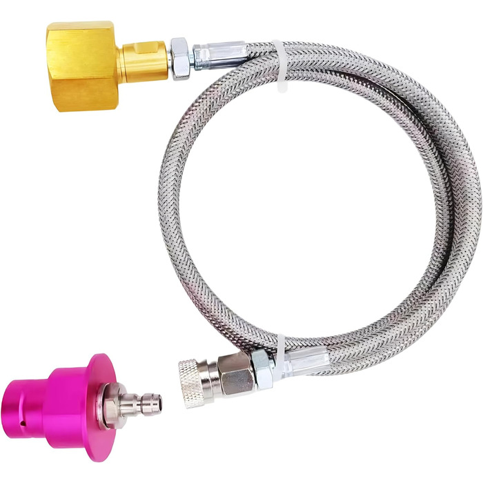 Адаптер CO2 для машини з газованою водою Швидке підключення шланга Пряме підключення від бака CO2 до машини для газованої води, сумісний з машиною Terra Art Gaia Duo Aqua Fizz, яка використовує рожевий циліндр CO2