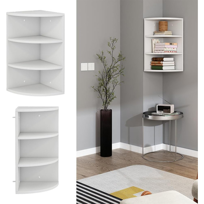 Кутова полиця Vicco Fabienne, книжкова полиця, біла, 30 x 60 см, 3 відділення