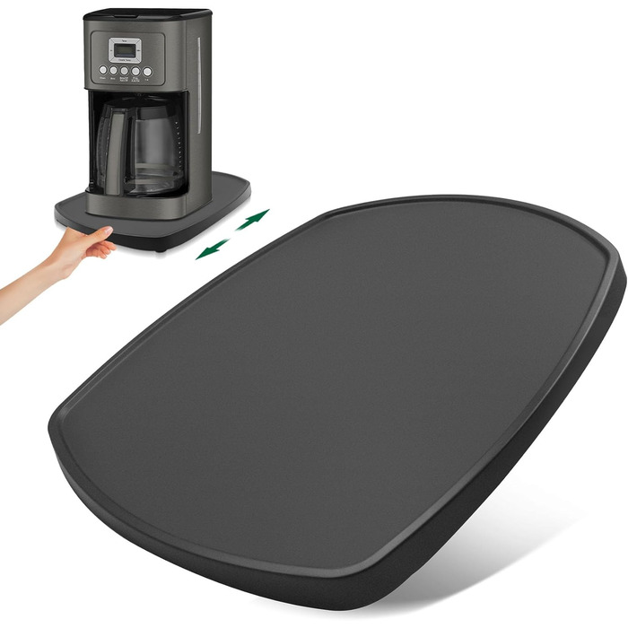 Розсувна дошка для кавоварки та кухонного комбайна - аксесуари для швидкопереміщеної рухомої дошки, сумісні з більшістю кухонних приладів, Keurig K-Mini, Ninja, маленька фритюрниця Потовщений матеріал (чорний матовий)