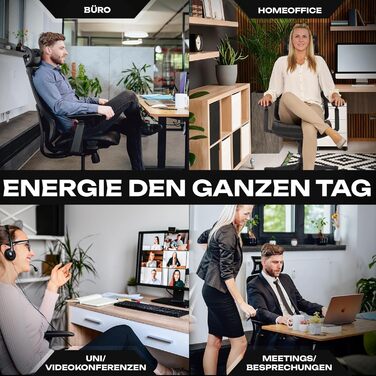 Ергономічне офісне крісло M5, переможець тесту, регульована по висоті спинка та регульована глибина сидіння, сітчасте сидіння, письмове крісло для здорової спини, також підходить для високих людей, крісло керівника з сітчастим сидінням M5 (чорне)