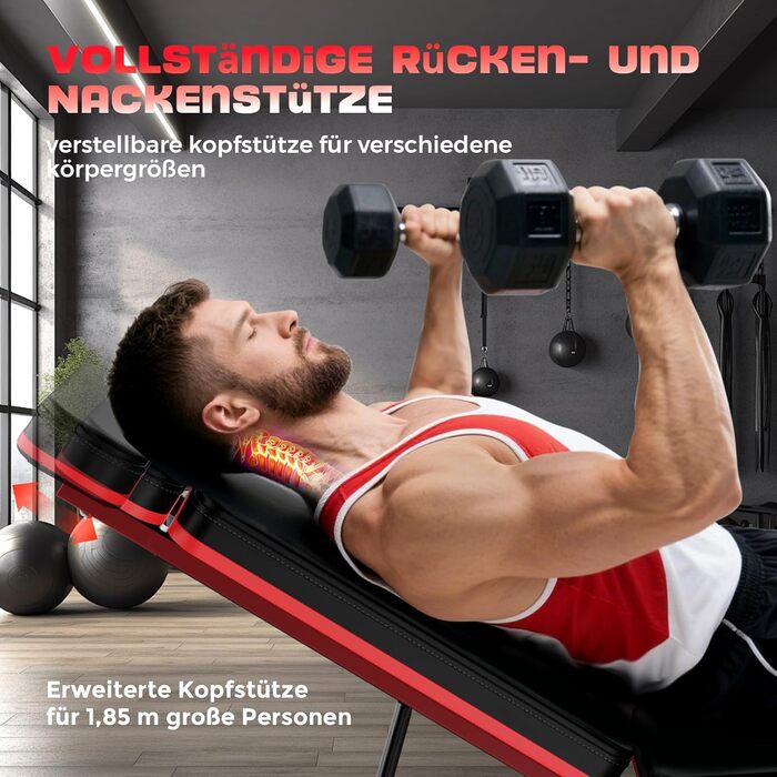 Складана багатофункціональна силова лава, регульована спинка в 7 положеннях/регульована подушка сидіння в 3 положеннях, вантажопідйомність 400 кг, регульований кут нахилу для тренувань вдома або в спортзалі