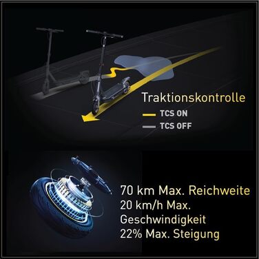 Самокат з допуском до дорожнього руху для дорослих, максимальна швидкість 20 км/год, запас ходу 70 км, великий запас ходу (версія