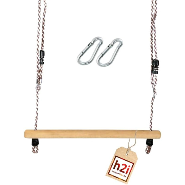 Гойдалка-трапеція h2i турнік з регульованою по висоті мотузкою та карабіном для підвішування дерев'яні гойдалки дитячі гойдалки на