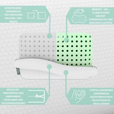 Ортопедична подушка для шиї з гелевою підкладкою з ефектом пам&39яті віскозна подушка для сну на боці та спині ергономічна, приємна для шкіри та миється біла 710x420x150 мм