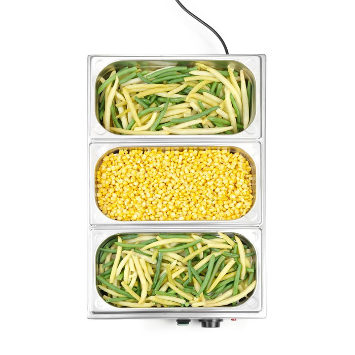 Підігрівач їжі, підігрівач для фуршету, плавне регулювання температури до 85C, GN 1/1, 230 В, 1000 Вт, 340 x 540 x (В) 250 мм, нержавіюча сталь