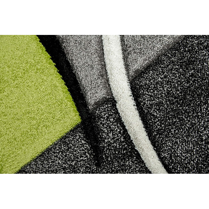 Дизайнерський килим для вітальні килим в клітинку зелений сірий кремовий чорний розмір 60x110 см