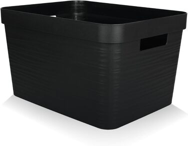 Набір із 6 ящиків для зберігання Stimo об&39ємом 30 л, пластикові кошики для зберігання з ручками, для полиць у ванній кімнаті, органайзери (чорний, набір із 6 предметів 30 л) Чорний набір із 6 предметів 30 л