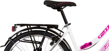 Дюймовий велосипед, велосипед для дівчаток, жіночий велосипед, дитячий велосипед, розмір рами приблизно 42 см, 21 швидкість, білий/рожевий, новий - 049, 24-