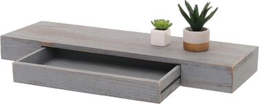 Настінна полиця Mendler HWC-H37, плаваюча полиця настінна полиця підвісна полиця, шухляда з масиву дерева 8x80x25см - сіра, пошарп