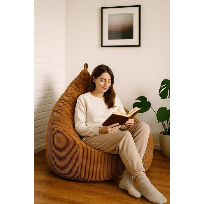 Крісло-мішок Chilly Pilley Corduroy з наповнювачем з EPS - Подушка сидіння - Зручне крісло-мішок (бірюзовий, 65x85) 65x85 Бірюзовий