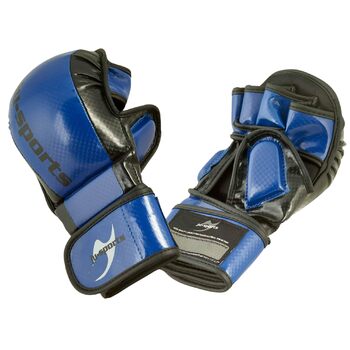 Рукавички для спарингу MMA Ju-Sports Carbon - сині, ПУ Рукавички для всіх видів бою/MMA з накладкою на тильній стороні Міцний захист великого пальця та долоні для тренувань