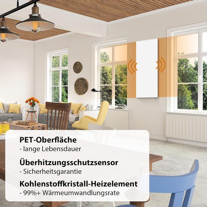 Інфрачервоний обігрівач з керуванням через WiFi, 700 Вт - підлоговий або настінний, енергозберігаючий інфрачервоний обігрівач з дистанційним керуванням термостатом, 700 Вт