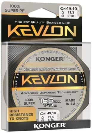 Плетена волосінь Konger KEVLON Чорна 4-стороння плетена волосінь 150 м 0,06-0,20 мм (0,07 /м)