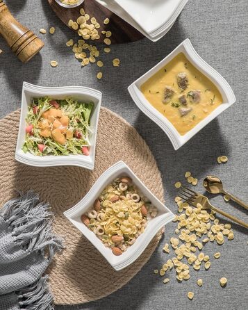 Серія FLORA, набір мисок для порцелянових кремових пластівців з 6 предметів, миска для рису 450 мл, десертна миска для закусок для