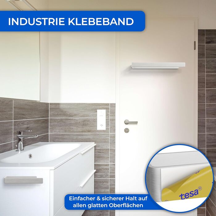 Полотенцесушитель без свердління - Монтажна стрічка TESA та надвелика клейка поверхня - Алюмінієвий полотенцесушитель для приклеюв