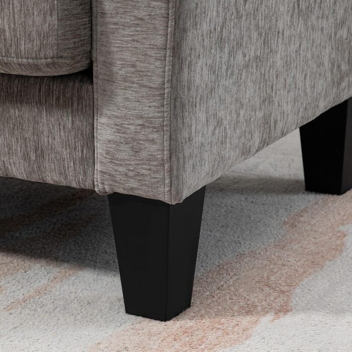 Кутовий диван HOMCOM, кутовий диван з двостороннім шезлонгом, L-подібний диван, м&39який кутовий диван з пружинним каркасом, сталевий каркас, колір шеніл, 186 x 130 x 84 см, сірувато-коричнева тканина кольору шеніл