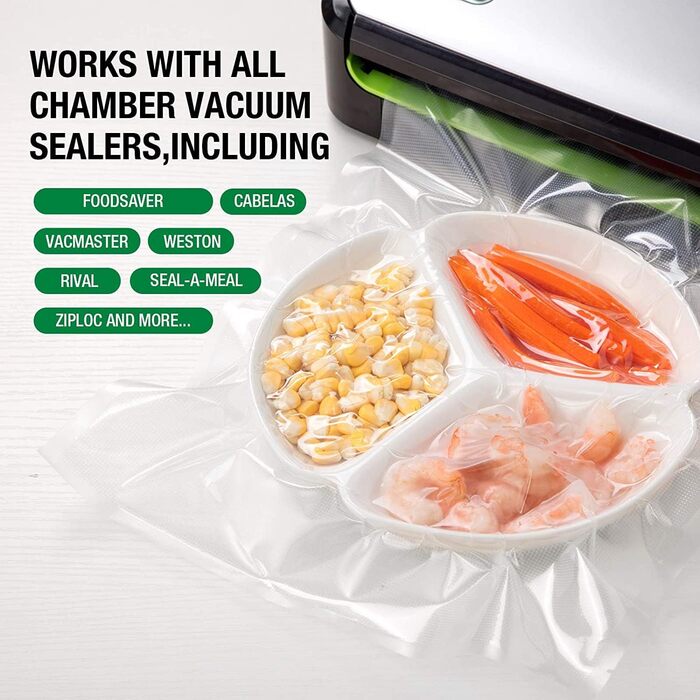 Структура вакуумного пакета MAGIC SEAL, дуже товста вакуумна пакувальна плівка 190 мкм, PAPE, без BPA, sac sous vide, 100 пакетів (28 x 40 см)