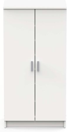 Багатофункціональна шафа з двома дверима та шістьма полицями, біла, розміри 55 x 108 x 36 см