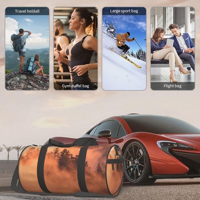 Спортивна сумка для подорожей Захід Сонця, чорна, універсальний розмір