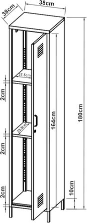 Шафа Seinjoki, Шафка, Шафка для роздягальні, 180 x 38 x 38 см, Металева шафа, Багатоцільова шафа, Замикається, Шафа, Шафа для роздягальні, Універсальна шафа, Сталь, Чорний, 180 x 38 x 38 см, Чорний, Матовий