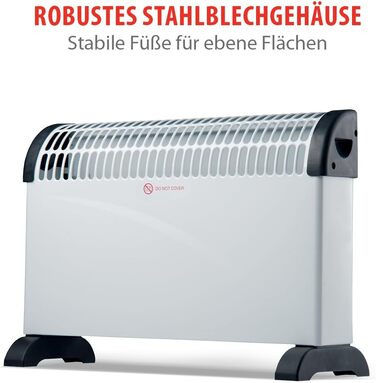 Електричний конвекційний обігрівач alpina CHYO2 електричний радіатор потужністю 2000 Вт з регульованим термостатом та функцією турбо для приміщень площею до 15 м білий