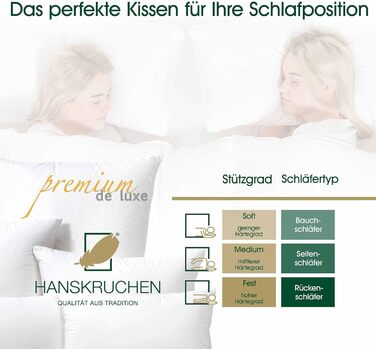 Пухова подушка преміум-класу de Luxe 80x80 см - Виготовлено в Німеччині, пухова подушка зі 100 бавовни - 3-камерна пухова подушка для алергіків 1 упаковка