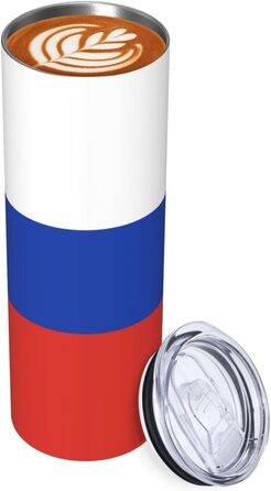 Кухоль з прямою трубочкою, дизайн російський прапор, друкований, дорожній кухоль, підходить для кемпінгу, офісу та дому, 590 мл
