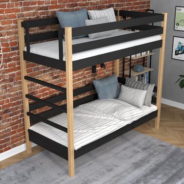 Двоярусне ліжко N-wood N03, дитяче ліжко 120х180 см, для 2 дітей, 2 сторони для складання сходів Ліва або права, Безпечні закругле