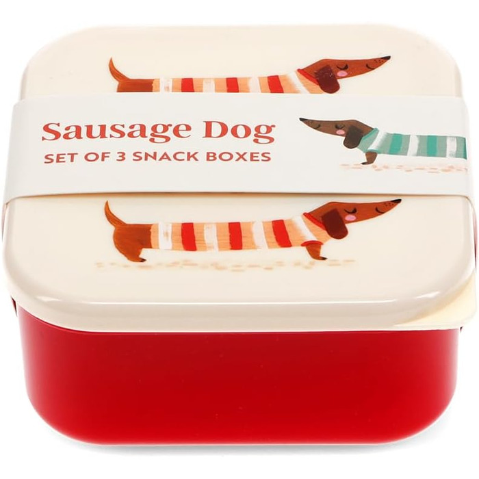 Набір контейнерів для перекусу Rex London Сосиска-такса (3 шт.) Пластикові контейнери з дизайном такси для зберігання продуктів
