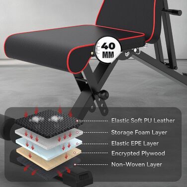 Регульована силова лава Dskeuzeew, багатофункціональна тренувальна лава, складна похила лава з 7-позиційним регулюванням спинки та стрічкою опору/4-позиційним регулюванням навантаження, 400 кг, оновлення лави