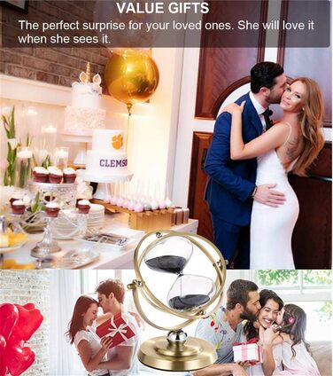 Пісочний годинник SuLiao для Uten, поворотний на 720, старовинний білий пісочний годинник, вінтажний пісочний годинник 1 Hora Reloj de Arena, великий метал, пісочний годинник, офіс, письмовий стіл, дім, весільне оформлення (поворот 720, чорний пісок, 60 х