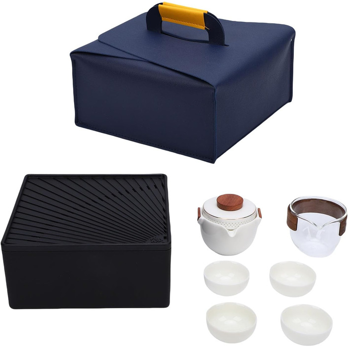 Набір для чаювання Кунг-Фу, портативний керамічний чайник з 4 міні-чашками, ідеальний для кемпінгу та подорожей