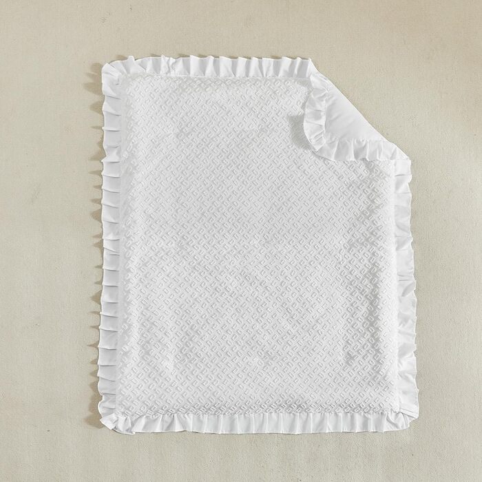 Комплект постільної білизни для дитячого ліжечка з 3 предметів з ворсистими бахромою, білим ворсистим ковдрою з простирадлом і спі