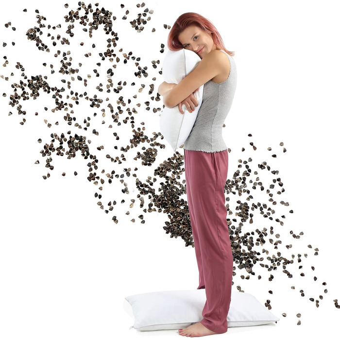 Гречана подушка для шиї 40x80 см, подушка для голови від болю в шиї, подушка для сну на боці з бавовняним чохлом, стьобана, гречана подушка для підтримки шиї 40 x 80 см