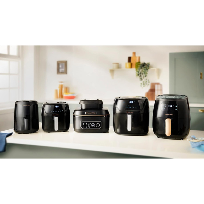 Аерофритюрниця Russell Hobbs XL 5.5 л Multi Аерофритюрниця, гриль та мультиварка SatisFry (можна мити в посудомийній машині, верхній і нижній нагрів, без струшування, повільна плита, випічка тощо, включаючи пластину для гриля) 26520-56