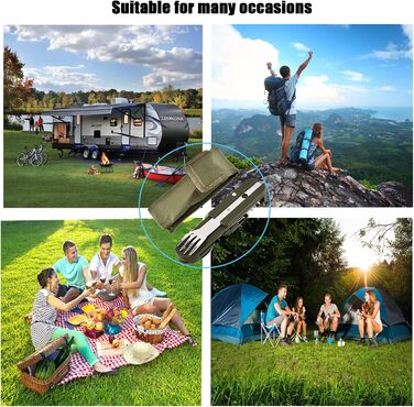 В-1 кемпінговий посуд з нержавіючої сталі - Кемпінгові інструменти - Посуд для активного відпочинку - Багатофункціональний складний посуд - Дорожній посуд (2 шт.), 5-