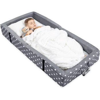 Ліжко Milliard Rice з матрацом і захистом від випадіння, ліжечко для немовлят і дітей - компактне, складне і практичне для подорож