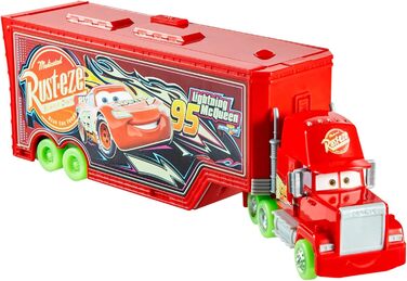 Гоночні машинки Mattel Disney та Pixar Cars, що світяться в темряві, ігровий набір Tuning Mack, іграшкова вантажівка 2-в-1, що світиться в темряві, та тюнінгова станція зі стартером, підйомником та іншим, HPX76