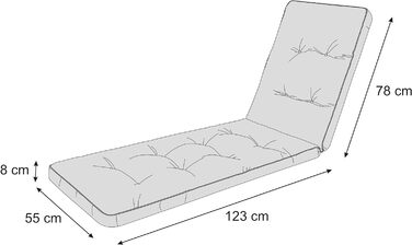 Подушка для шезлонга, Садовий шезлонг (Графіт) 201 х 55 см, товщина 8 см, Подушка для шезлонга, Зручна подушка для шезлонга, Шезлонг