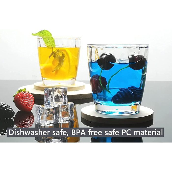 Виглядають як скло 300 мл набір з 6 пластикових стаканів для пиття, можна мити в посудомийній машині, без вмісту BPA, не б'ються,