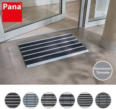 Алюмінієвий килимок для дверей PANA (39x60 см) Вуличний килимок для дверей Килимок для бруду Вуличний килимок для дверей зі вставками з голчастого фетру Килимок для підлоги Колір Чорний 39 x 60 см Чорний