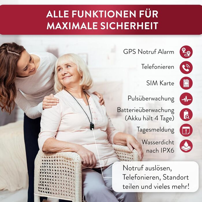 Годинник для людей похилого віку tellimed Solino PRO 4G GPS з функцією телефону, слотом для SIM-картки та без підписки - просте керування та максимальна безпека - Годинник для людей похилого віку з кнопкою екстреного виклику для людей похилого віку та дор