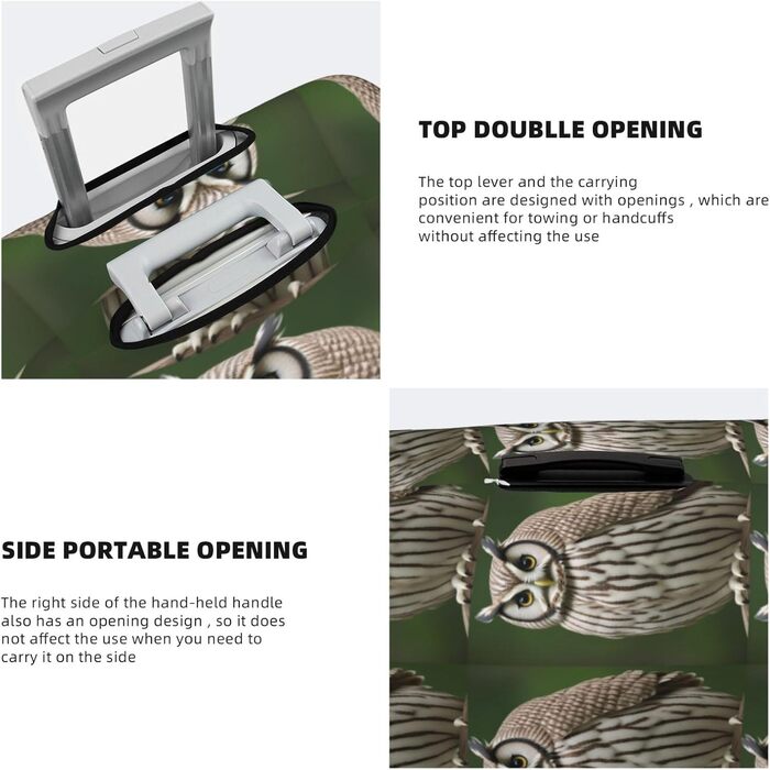 Чохол для валізи Fat Owl, міцний захист, підходить для багажу розміром 45,7 - 81,3 см, Чорний, Великий