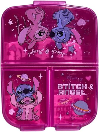 Ланчбокс дитячий Stitch та Angel з роздільниками, контейнер для обіду з 3 відділеннями, тримач для перекусів у школу, ідеальний для ланчу, легко миється та легкий (Kawaii) 17x14x5 см